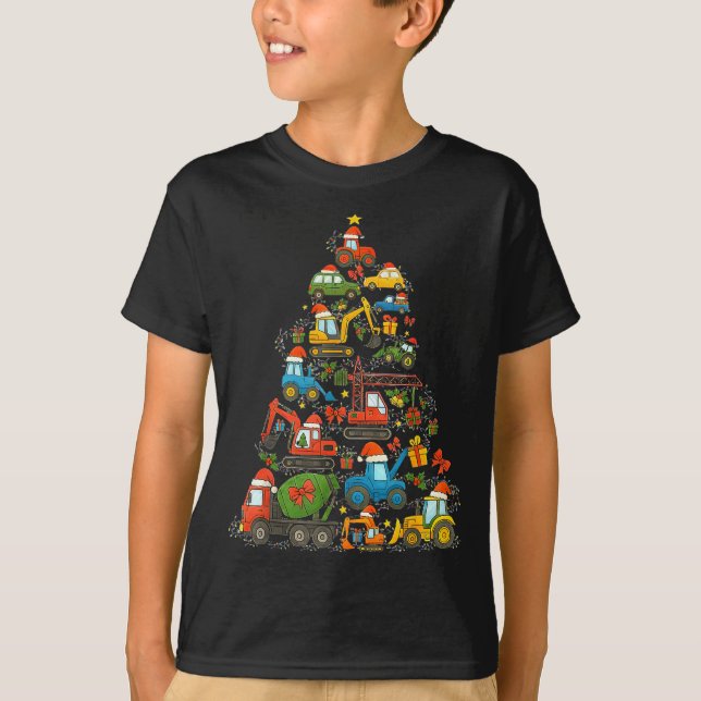 Camiseta Construction Truck Christmas Tree Christmas Kids B (Frente)