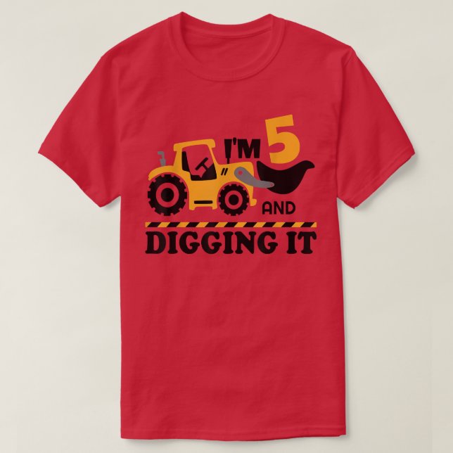 Camiseta Construction Truck It's My 5th Birthday 5 Years Ex (Frente do Design)