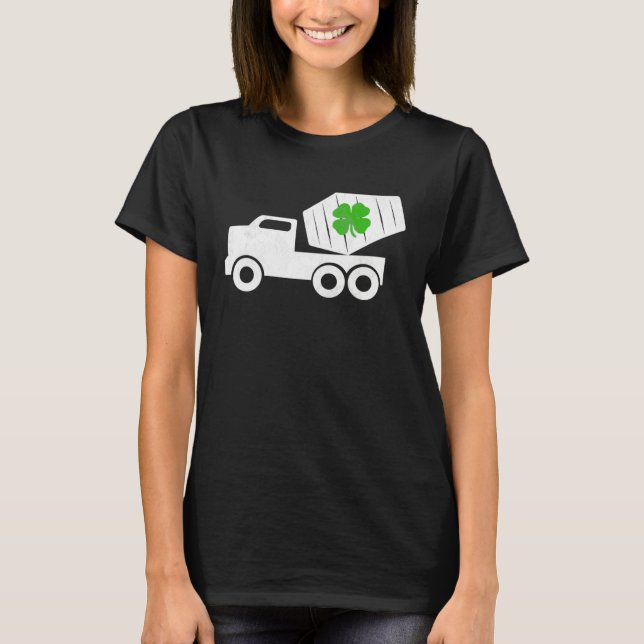 Camiseta Construction Truck St Patrick s Day Shamrock Kids (Frente)