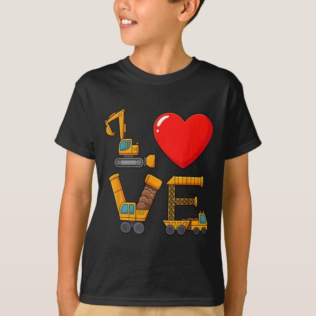 Camiseta Construction Valentine Love Spelled With Trucks Ex (Frente)
