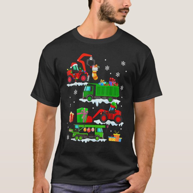 Camiseta Construction Vehicle Christmas Red Trucks Winter B (Frente)