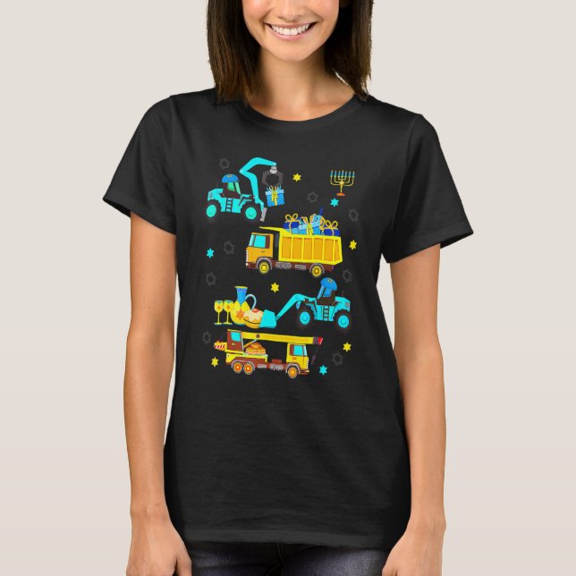 Camiseta Construction Vehicle Menorah Hanukkah Chanukah Tod (Frente)