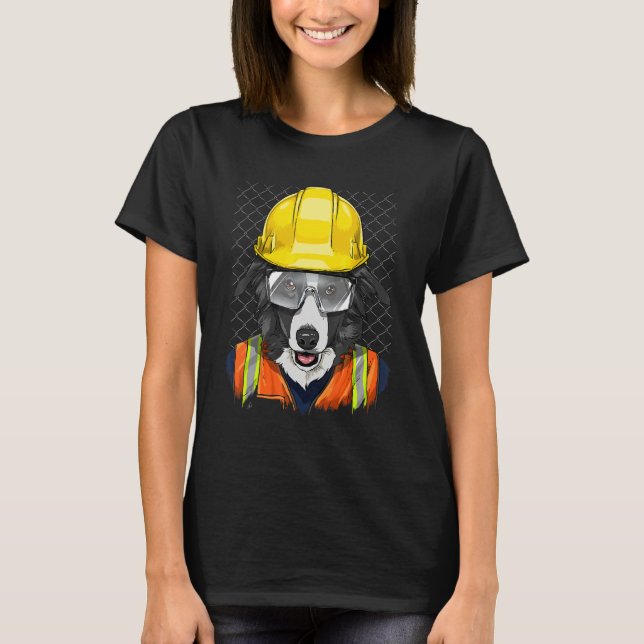 Camiseta Construction Worker Border Collie Laborer Puppy Do (Frente)
