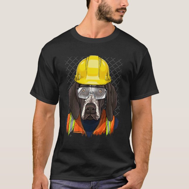 Camiseta Construction Worker German Shorthaired Pointer Lab (Frente)