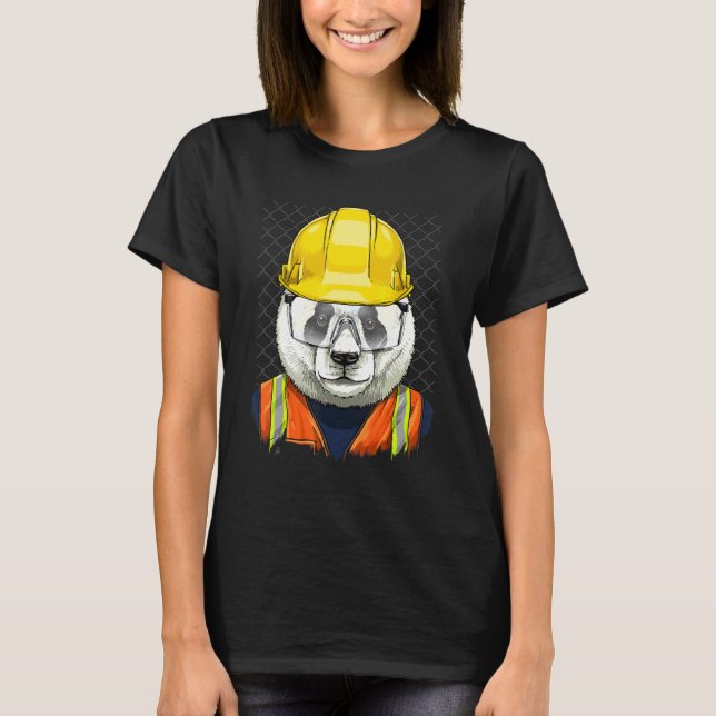 Camiseta Construction Worker Giant Panda Bear Laborer Panda (Frente)