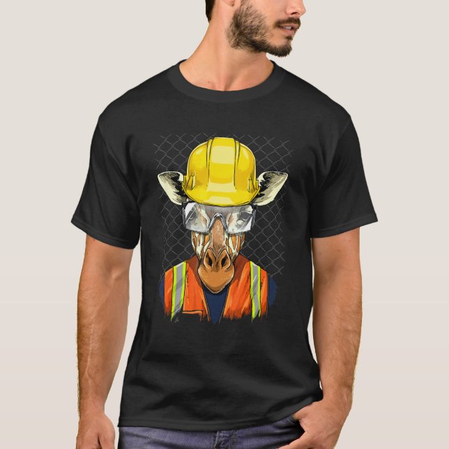 Camiseta Construction Worker Giraffe Laborer African Animal (Frente)