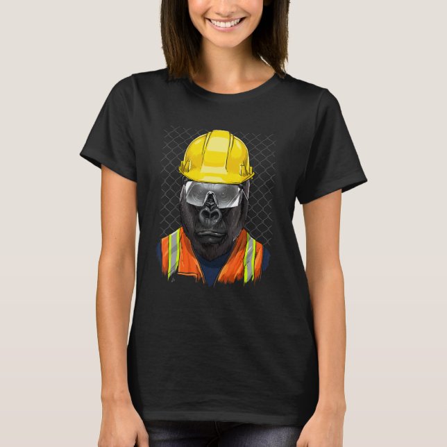 Camiseta Construction Worker Gorilla Laborer Ape Animal Gor (Frente)