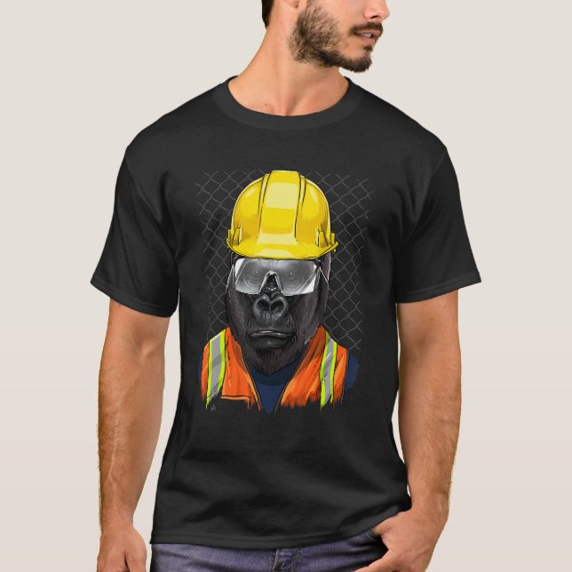 Camiseta Construction Worker Gorilla Laborer Ape Animal Gor (Frente)