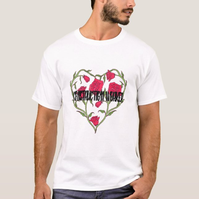 Camiseta Construction Worker Heart Rose (Frente)