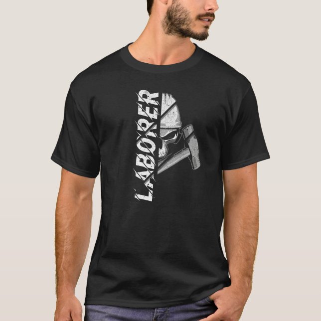 Camiseta Construction Worker Laborer Skull and Crossed Sled (Frente)