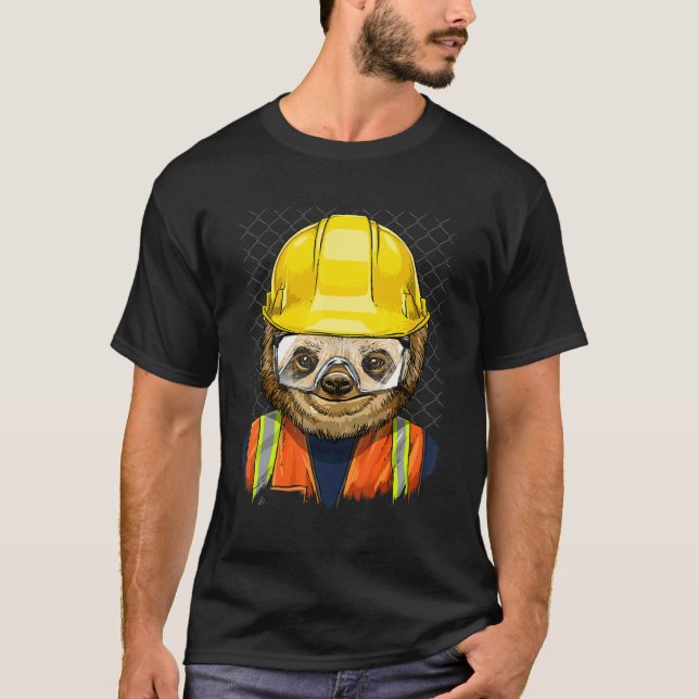 Camiseta Construction Worker Sloth Laborer Lazy Animal Slot (Frente)