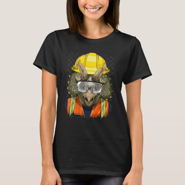 Camiseta Construction Worker Triceratops Dino Laborer Dinos (Frente)