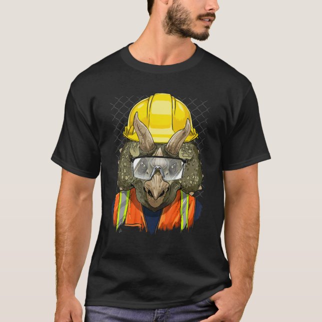 Camiseta Construction Worker Triceratops Dino Laborer Dinos (Frente)