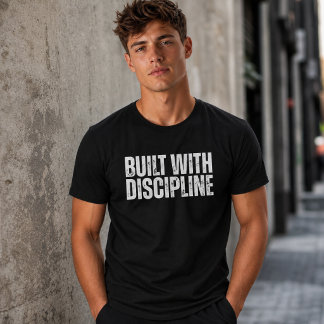 Camiseta Construído Com Disciplina Motivação de Academia Ca