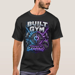 Camiseta Construído Na Academia, Energizado Por Jogos: Neon