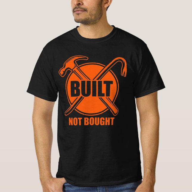 Camiseta Construído Não Comprado Presente de Colarinho Azul (Frente)