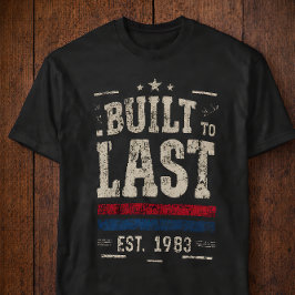 Camiseta Construído para Durar Tipografia Vintage 1983 Dist