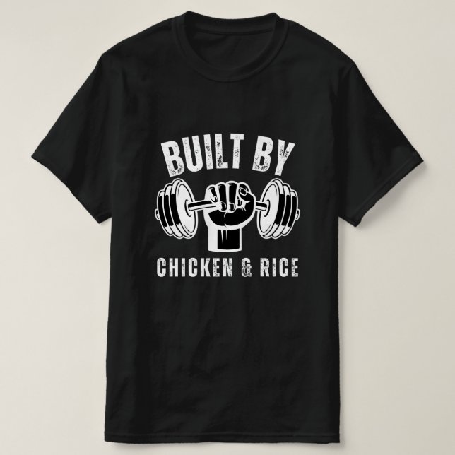 Camiseta Construído Por Frango E Arroz (Frente do Design)