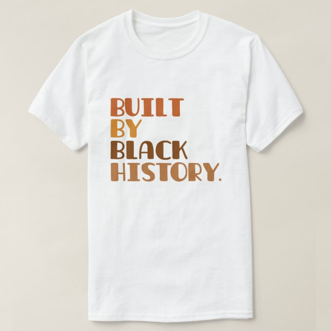 Camiseta Construído por histórico preto (Frente do Design)