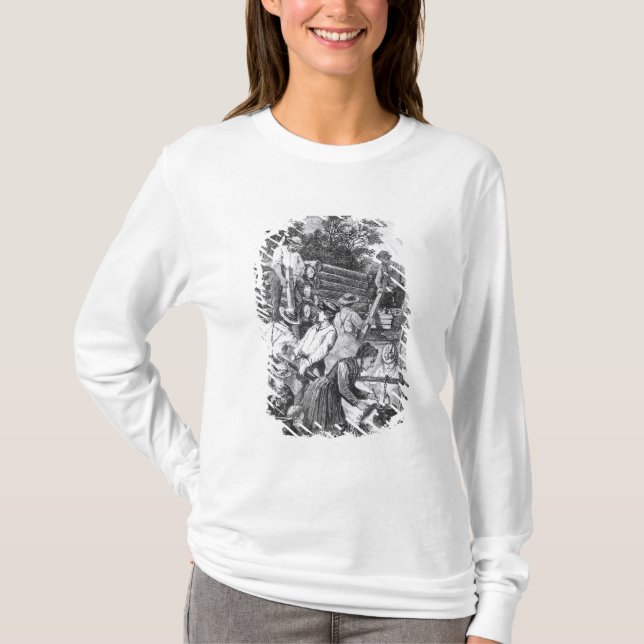 Camiseta Construindo a cabana rústica de madeira (Frente)