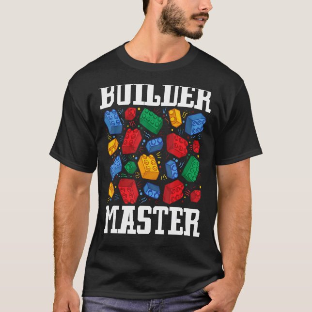 Camiseta Construtor de Blocos de Brick Construtor Mestre (Frente)