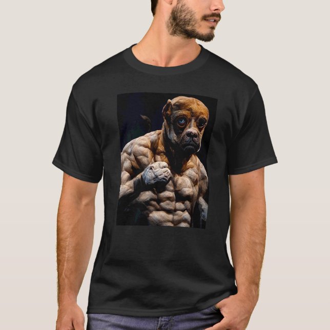 Camiseta Construtor de Corpo de Cachorro Boxer (Frente)