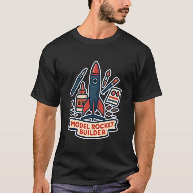 Camiseta Construtor de Foguetes Modelo (Frente)