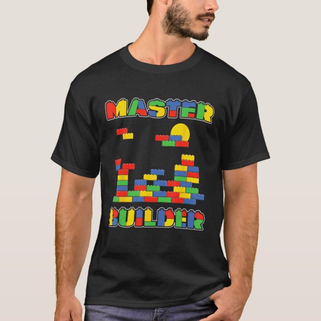 Camiseta Construtor de tijolos Blocos engraçados Master Bui (Frente)