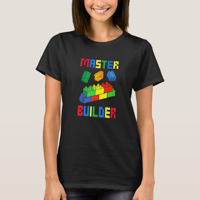 Camiseta Construtor de Tijolos Brinquedos de Construção de  (Frente)