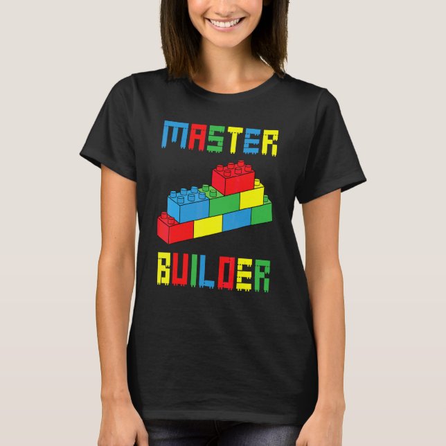 Camiseta Construtor de Tijolos Brinquedos de Construção de  (Frente)