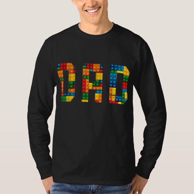 Camiseta Construtor de Tijolos do pai Blocos Funny Master B (Frente)