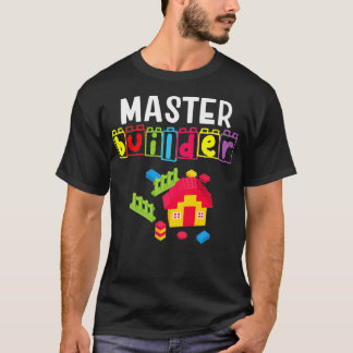 Camiseta Construtor Mestre Blocos Componentes de tijolos pa