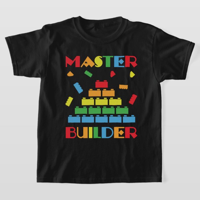 Camiseta Construtor mestre bloqueia brinquedos crianças eng (Postura )