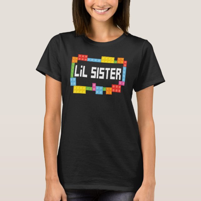Camiseta Construtor principal Lil Sister Bricks Blocks Edif (Frente)