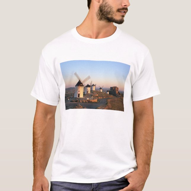 Camiseta Consuegra, La Mancha, Espanha, moinhos de vento (Frente)