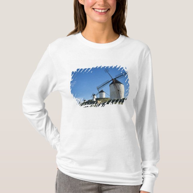 Camiseta Consuegra, La Mancha, Espanha, moinhos de vento 2 (Frente)