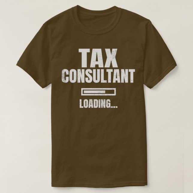 Camiseta Consultor Fiscal Carregando Devoluções de Imposto  (Frente do Design)