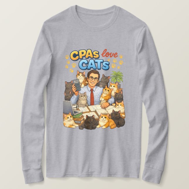 Camiseta Contadores Públicos Certificados amam Gatos (Frente do Design)