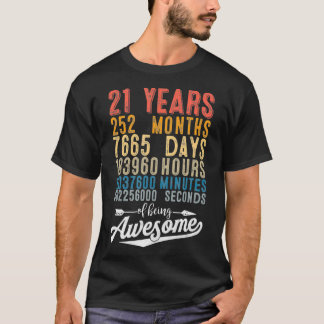 Camiseta Contagem de aniversário de 21 anos de Vintage com