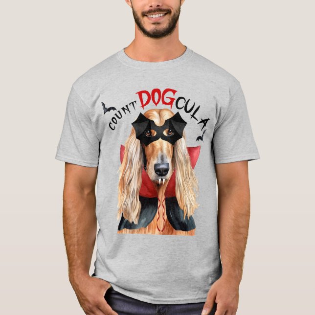 Camiseta Contagem de Cães Afegãos DOGula Engraçada (Frente)