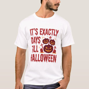 Camiseta Contagem Regressiva de Halloween Abóboras Cemitéri