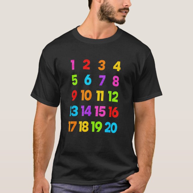 Camiseta Contando 1-10 Aprender a Contar Número Escola Cria (Frente)