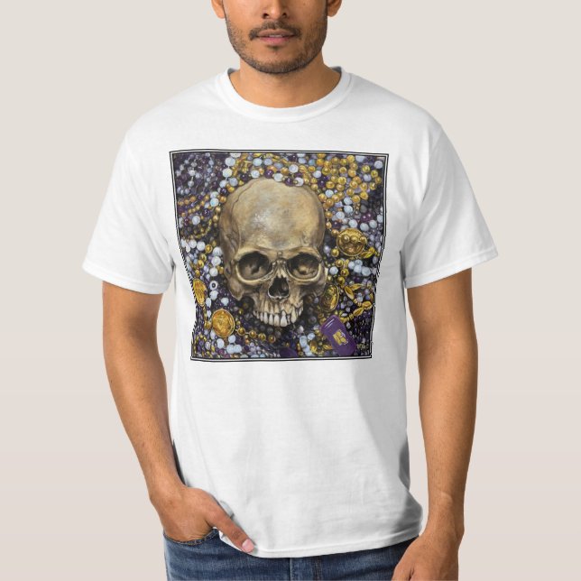 Camiseta Contas e Caveira de Mardi Gras (Frente)