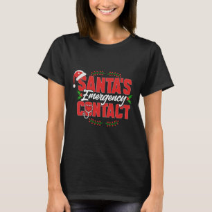 Camiseta Contato de emergência dos Papais noeis de Natal. E