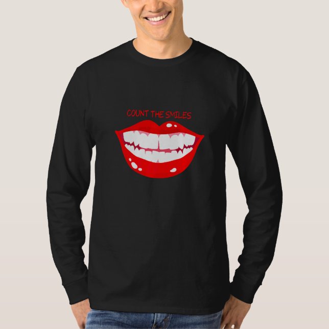 Camiseta Conte Os Sorrisos Que Sorriem Lábios Vermelhos (Frente)
