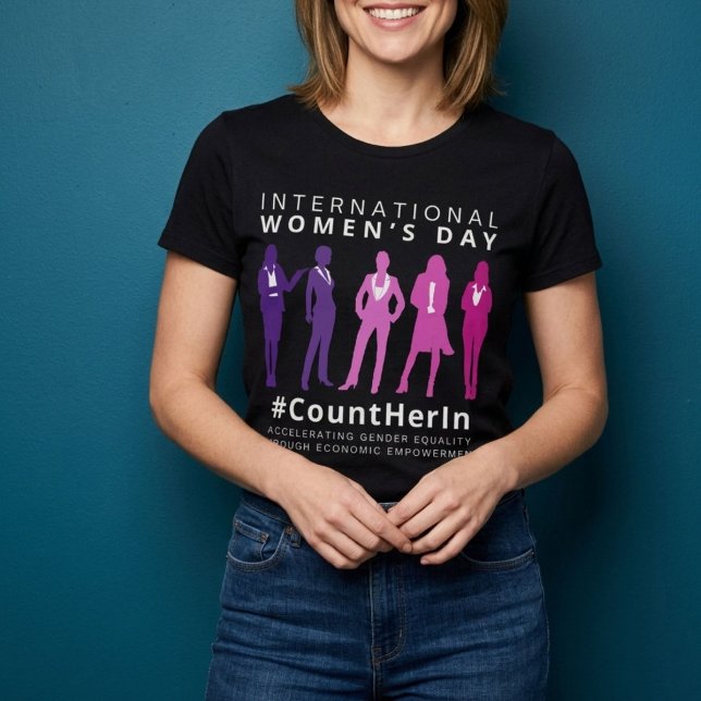 Camiseta Contem com Ela Dia Internacional da Mulher (Criador carregado)