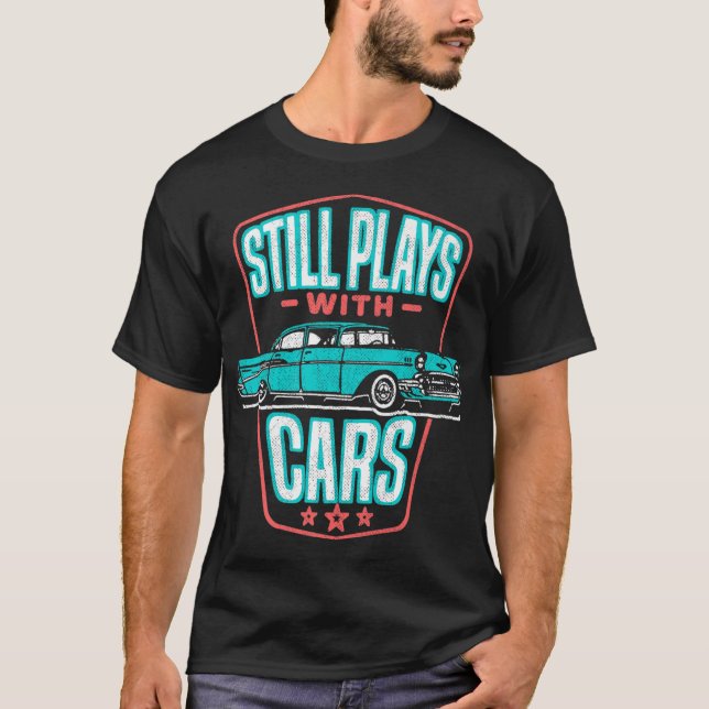 Camiseta Continua A Reproduzir Com Automóveis Clássicos '57 (Frente)