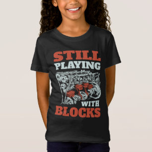 Camiseta Continuando brincando com blocos mecânicos