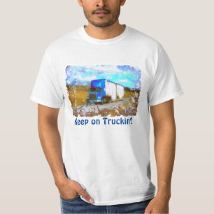 Camiseta "Continue caminhando" Caminhão Azul de Mercadorias