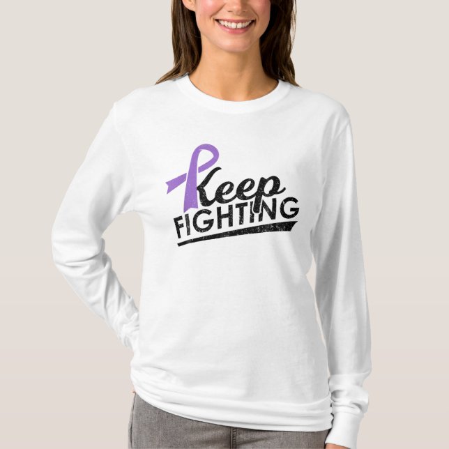 Camiseta Continue combatendo a consciência da fita roxa (Frente)